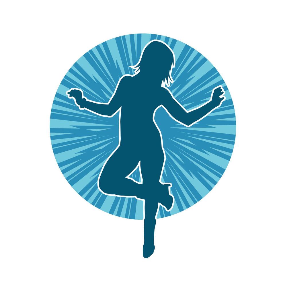 Silhouette of a female dancer in action pose. Silhouette of a slim woman in dancing pose. vector