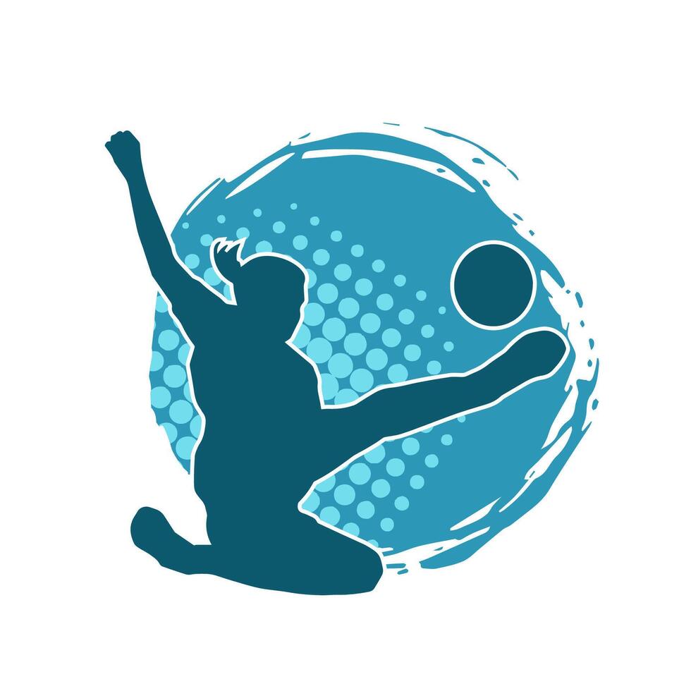 Silhouette of a female soccer player kicking a ball. Silhouette of a football player woman in action pose. vector