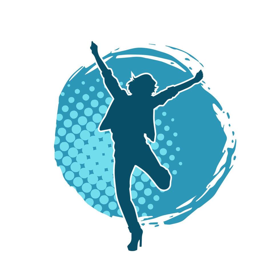 Silhouette of a casual female in a dancing pose. Silhouette of a dancer woman in action pose. vector