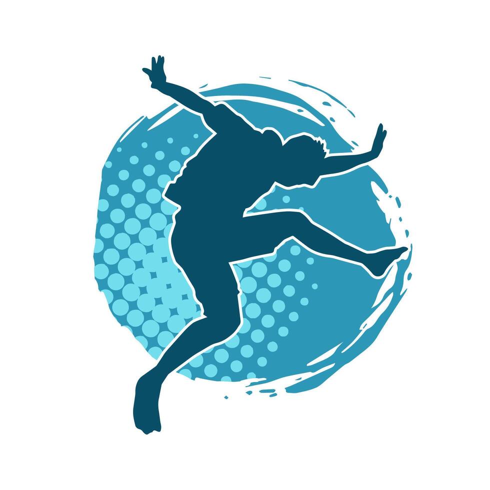 Silhouette of a man jumping pose. Silhouette of a casual male jump. vector