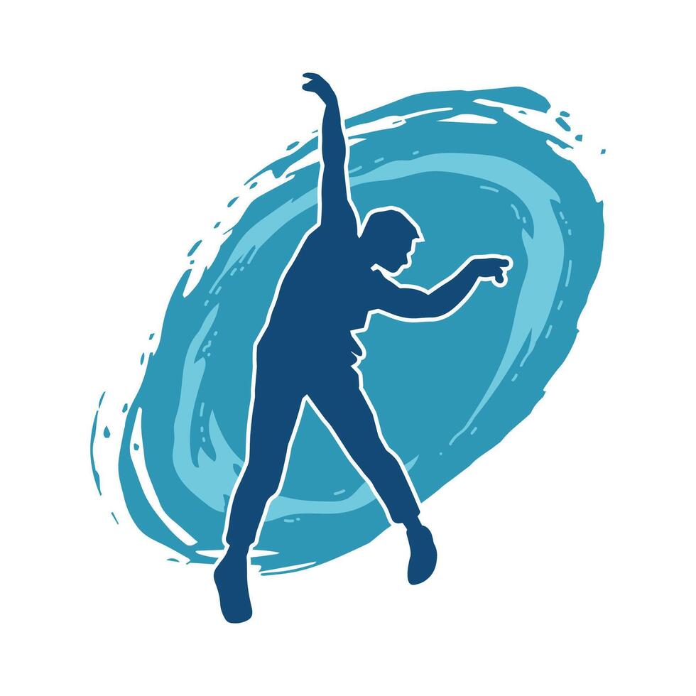 Silhouette of a male dancer in action pose. Silhouette of a slim man in dancing pose. vector