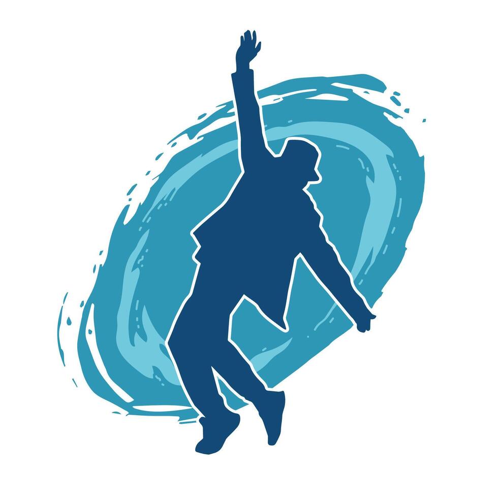 Silhouette of a male dancer in action pose. Silhouette of a slim man in dancing pose. vector
