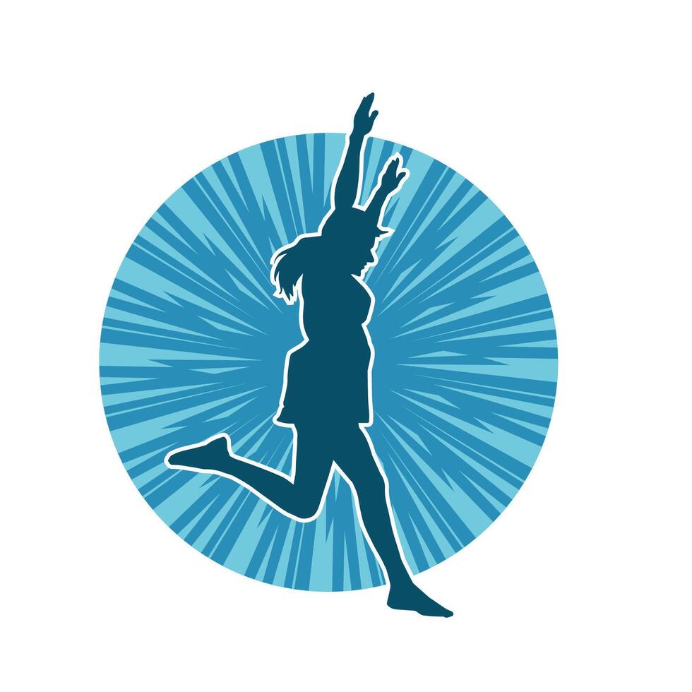 Silhouette of a female dancer in action pose. Silhouette of a slim woman in dancing pose. vector