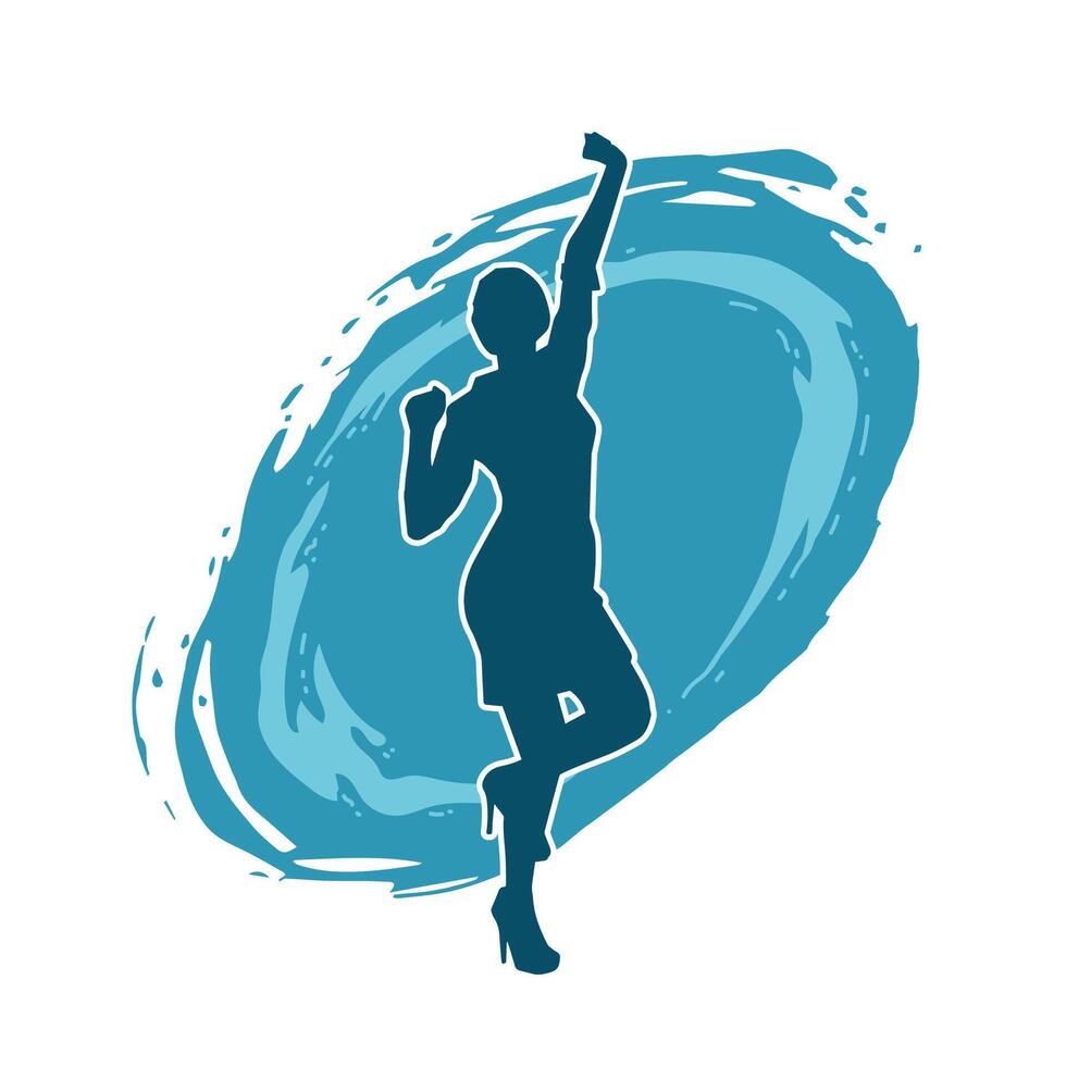 Silhouette of a female dancer in action pose. Silhouette of a slim woman in dancing pose. vector