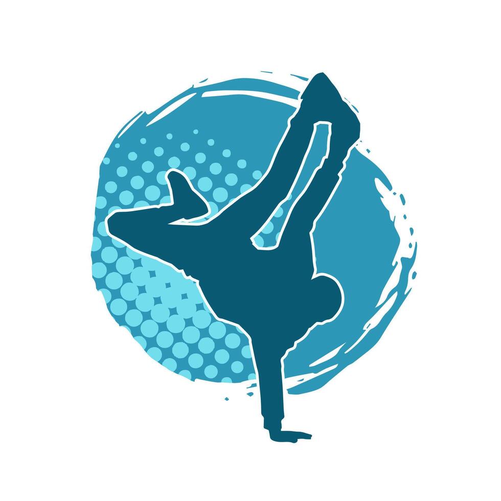Silhouette of a male dancer doing hand stand pose. Silhouette of a man dancing pose. vector