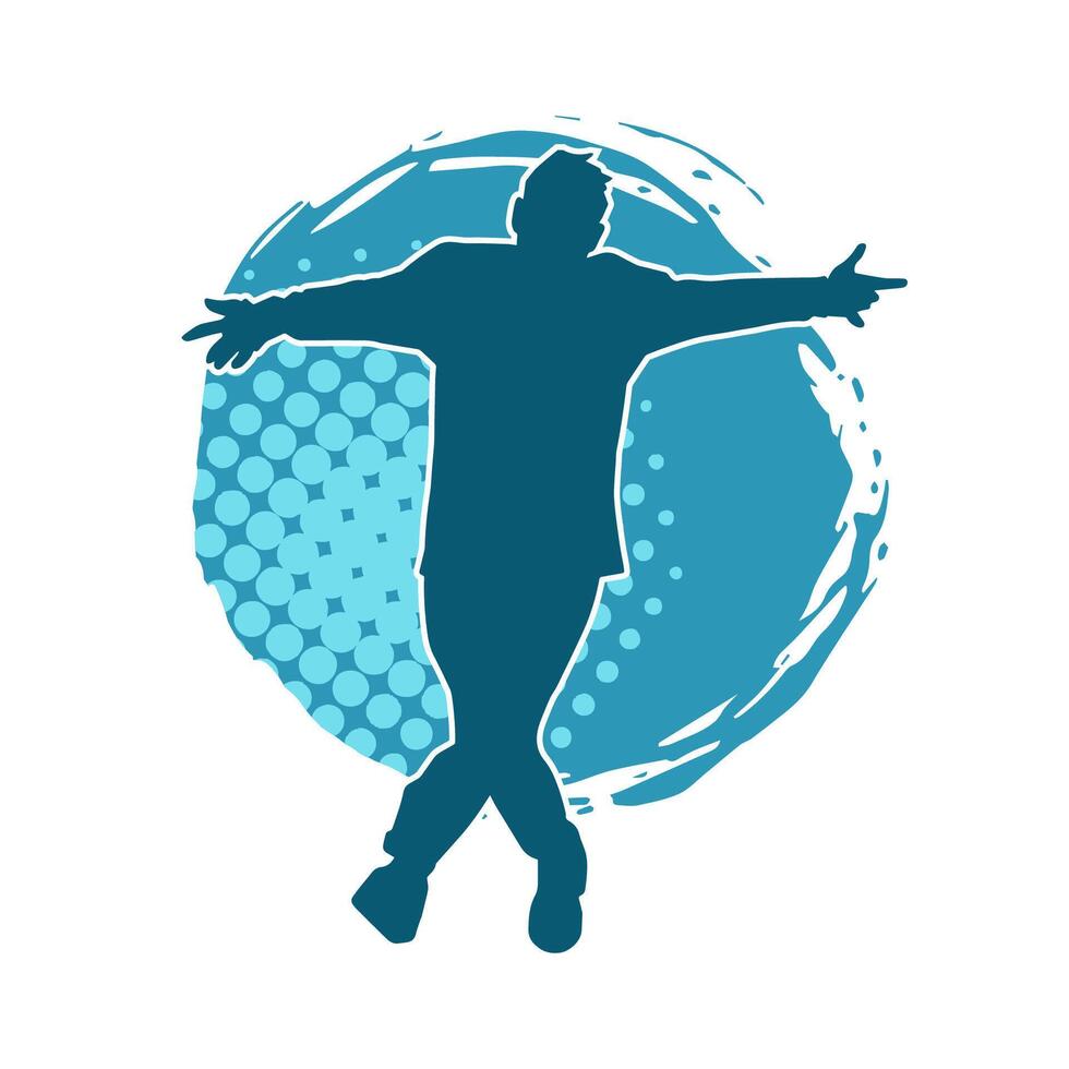 Silhouette of a slim man dancing pose. Silhouette of a male dancer in action pose. vector