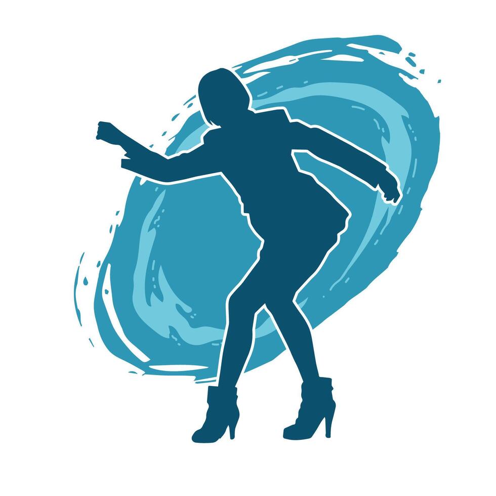 Silhouette of a female dancer in action pose. Silhouette of a slim woman in dancing pose. vector