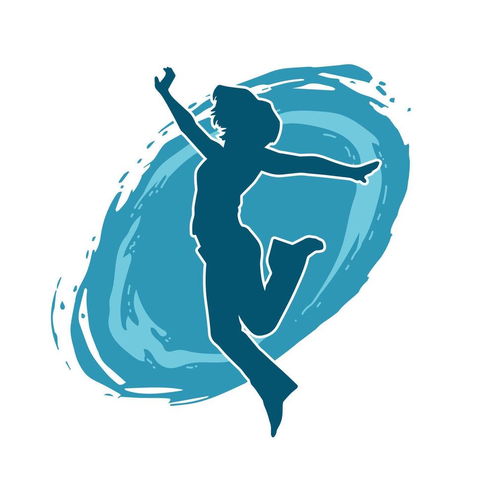 Silhouette of a female dancer in action pose. Silhouette of a slim woman in dancing pose. vector