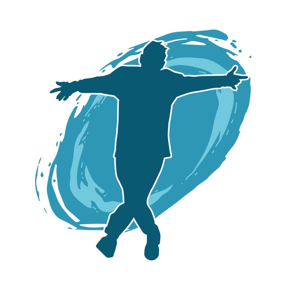 Silhouette of a male dancer in action pose. Silhouette of a slim man in dancing pose. vector