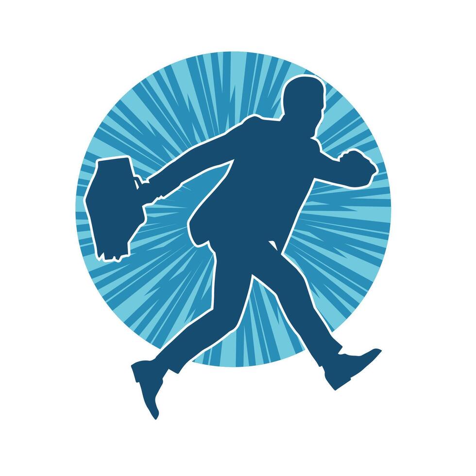 Silhouette of a business man carrying a briefcase vector