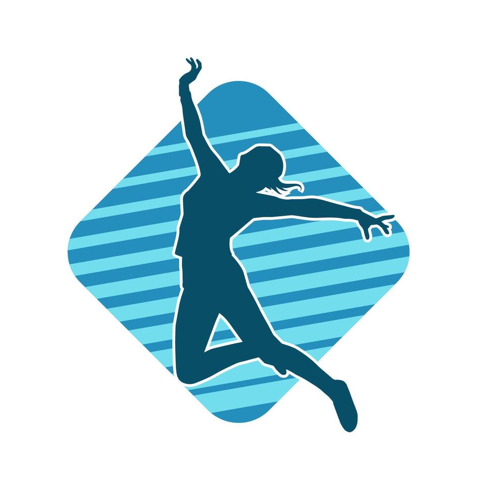 Silhouette of a female ballet dancer in action pose. Silhouette of a ballerina girl dancing pose. vector