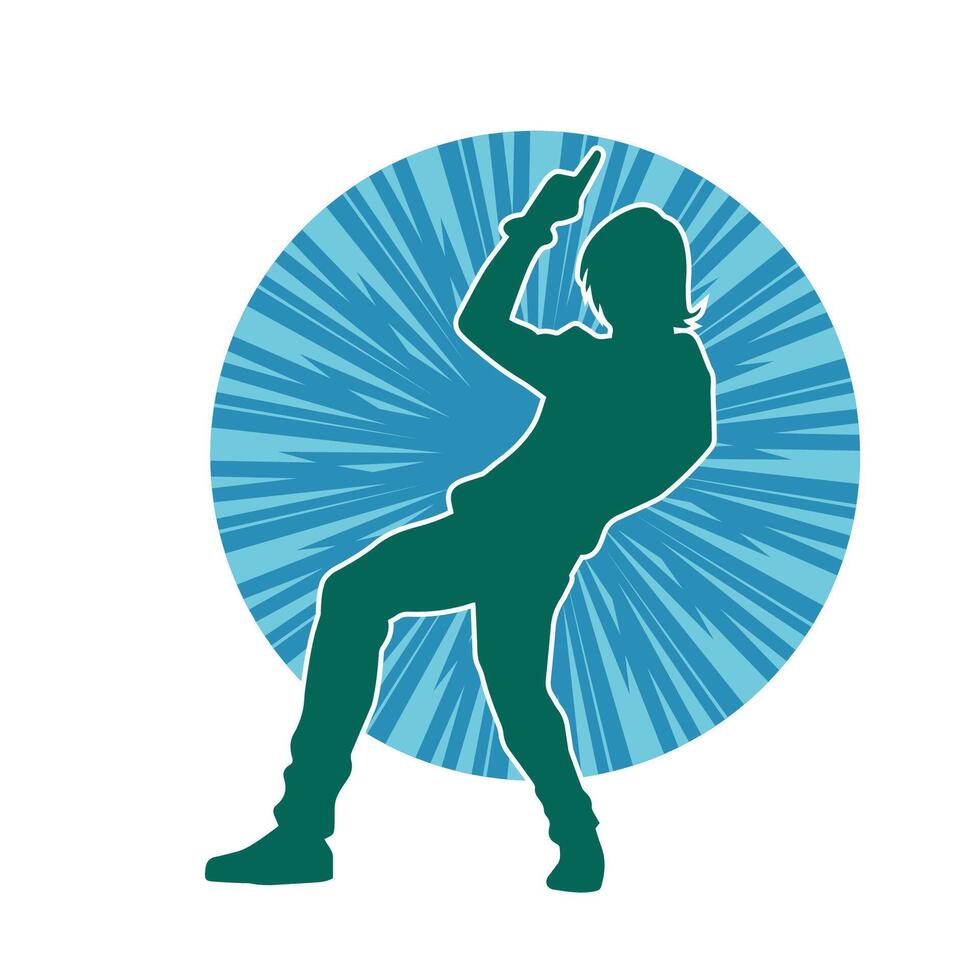 Silhouette of a male dancer in action pose. Silhouette of a slim man in dancing pose. vector