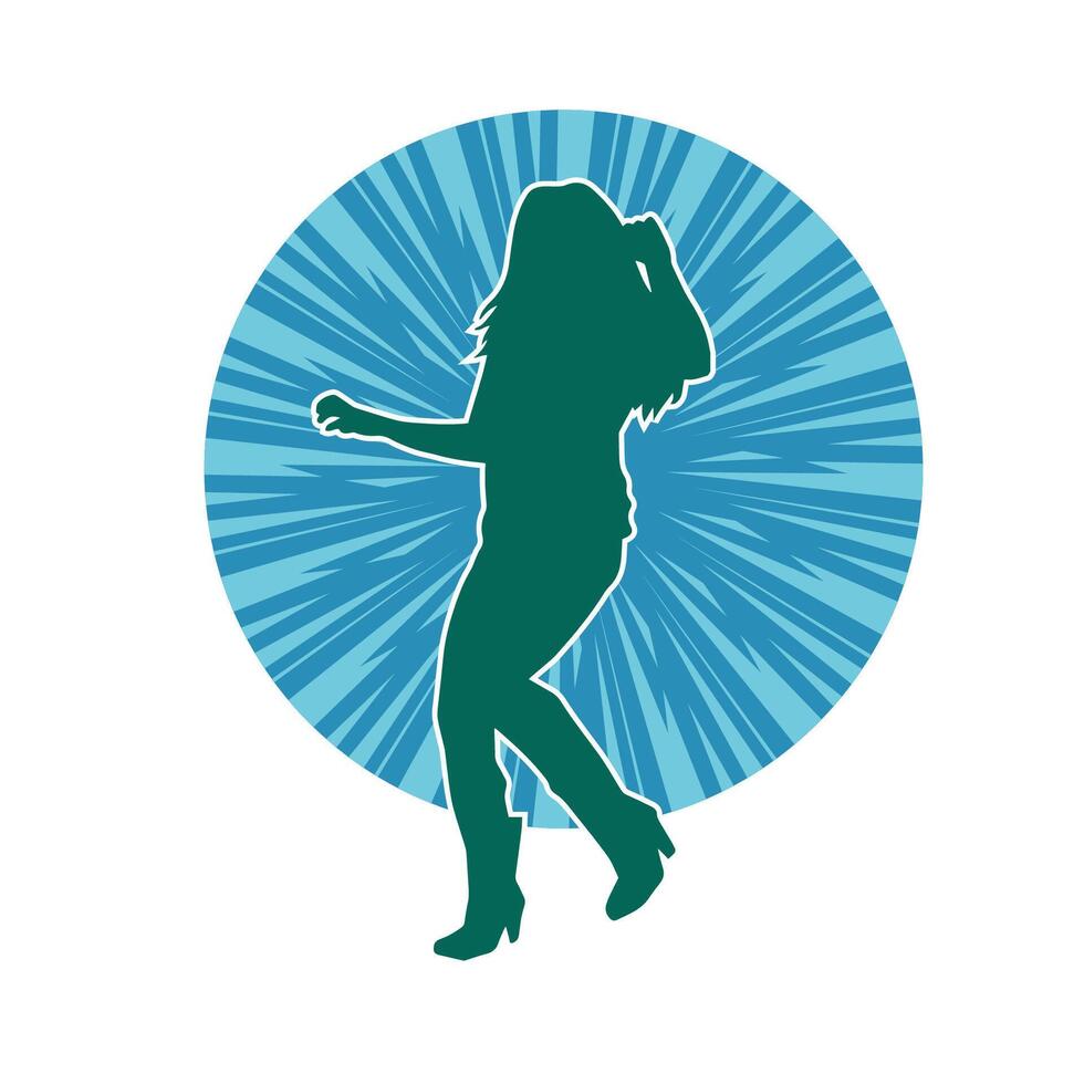 Silhouette of a female dancer in action pose. Silhouette of a slim woman in dancing pose. vector