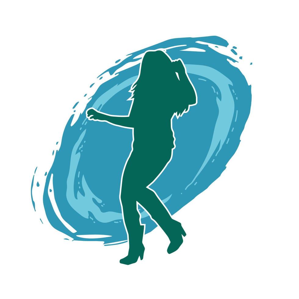 Silhouette of a female dancer in action pose. Silhouette of a slim woman in dancing pose. vector