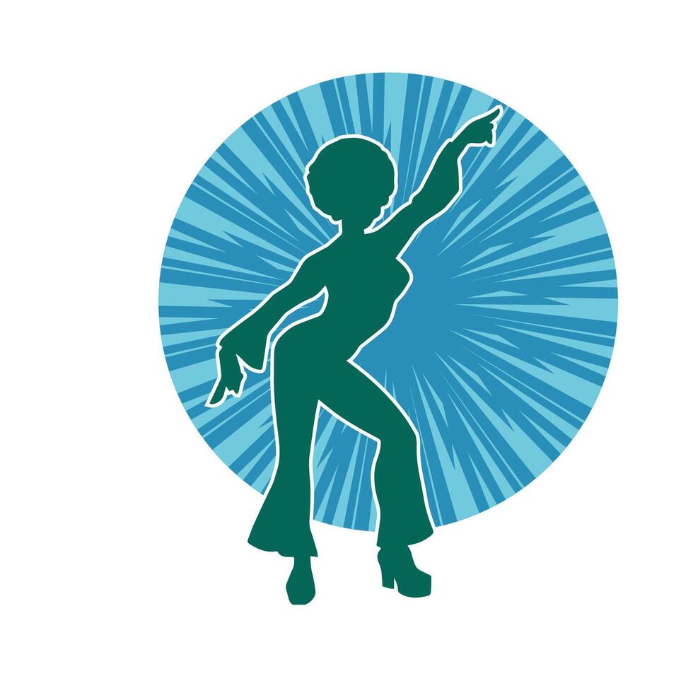 Silhouette of a female dancer in action pose. Silhouette of a slim woman in dancing pose. vector