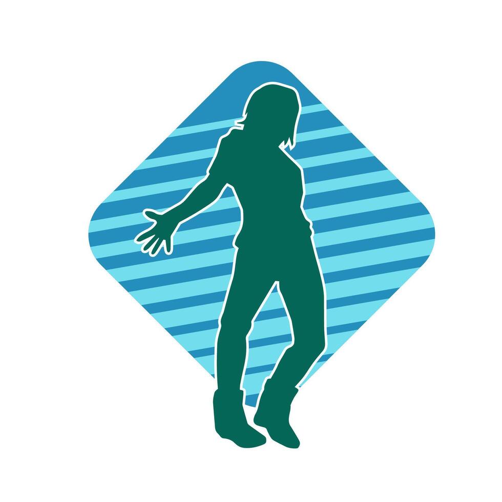 Silhouette of a slim male in dance pose. Silhouette of a man dancing. vector