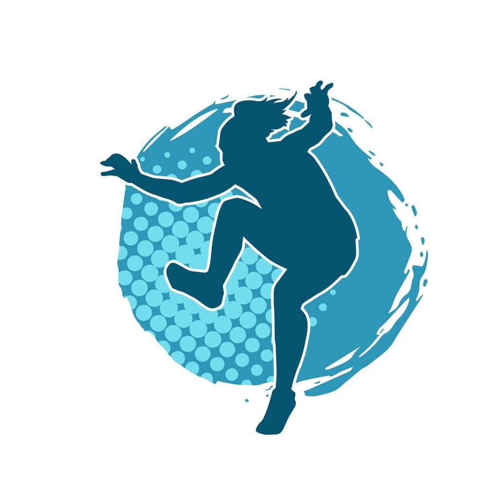 Silhouette of a female dancer doing hand stand pose. Silhouette of a woman dancing pose. vector