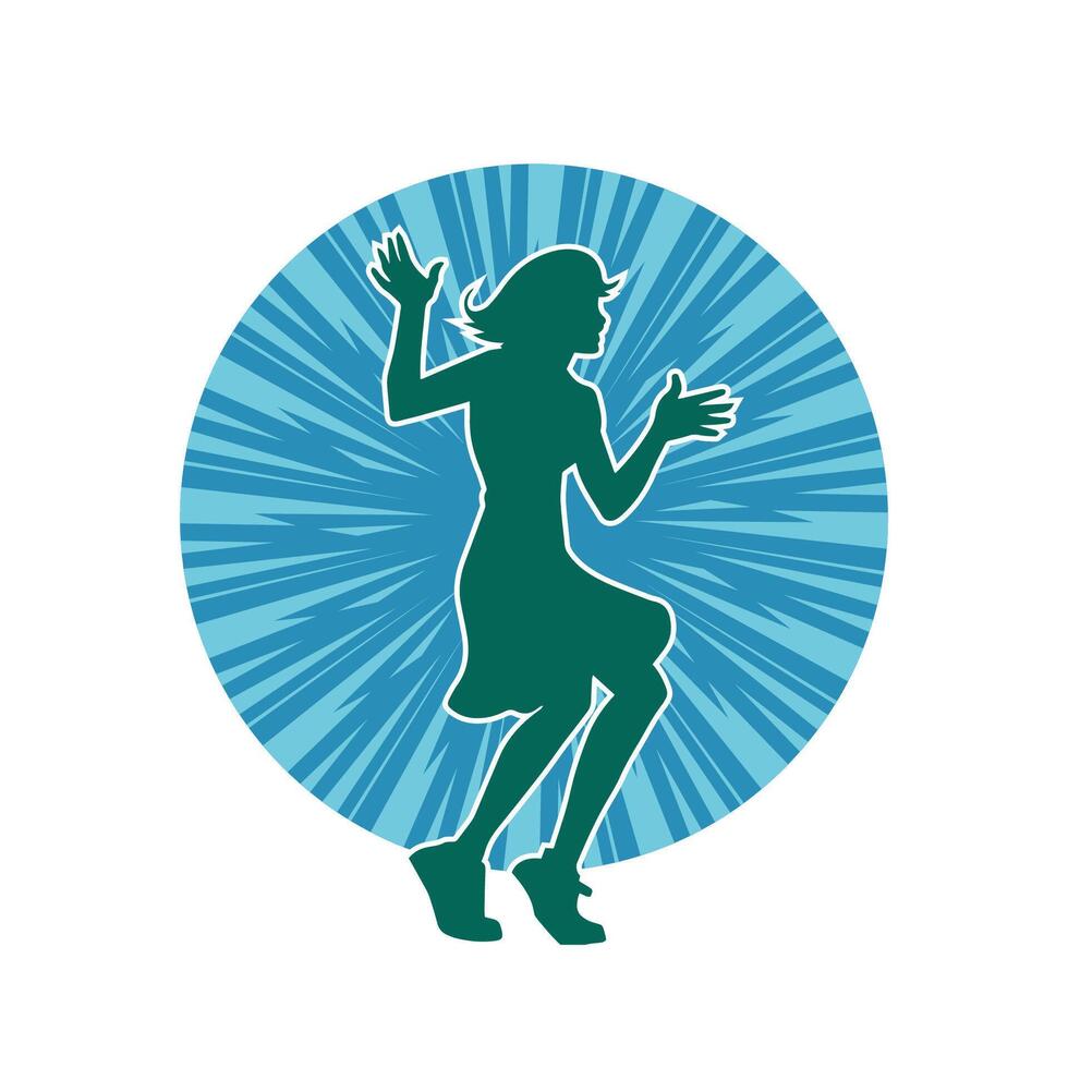 Silhouette of a female dancer in action pose. Silhouette of a slim woman in dancing pose. vector