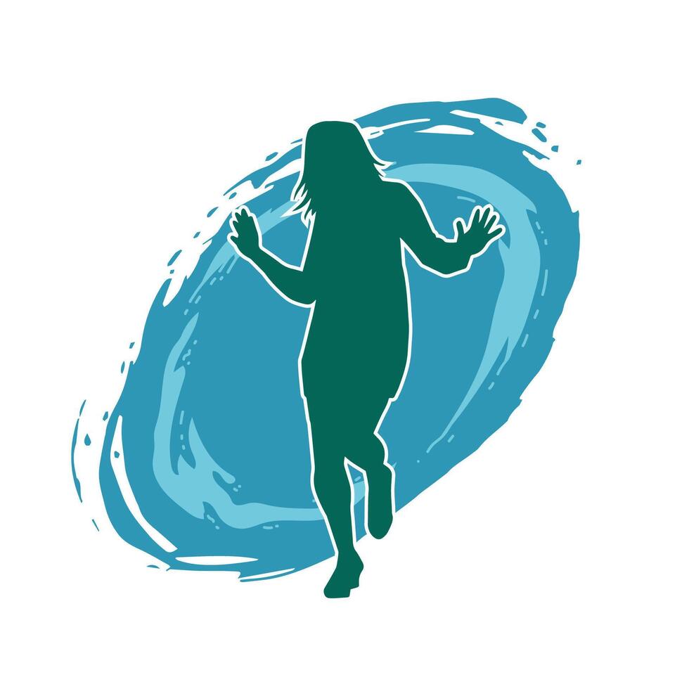 Silhouette of a female dancer in action pose. Silhouette of a slim woman in dancing pose. vector