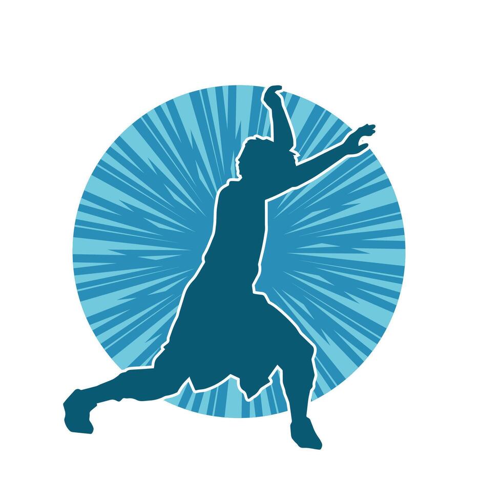 Silhouette of a male dancer in action pose. Silhouette of a slim man in dancing pose. vector