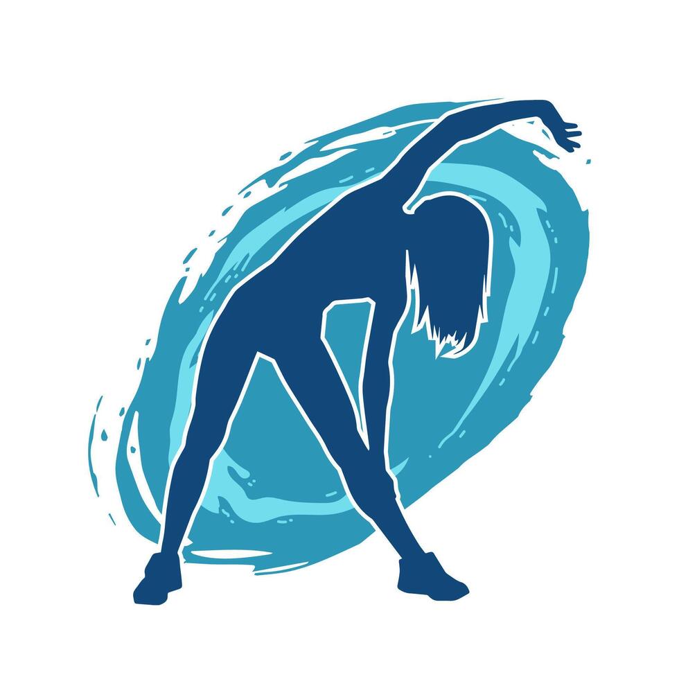 Silhouette of slim female doing exercise. Silhouette of a sporty woman doing gym workout pose. vector