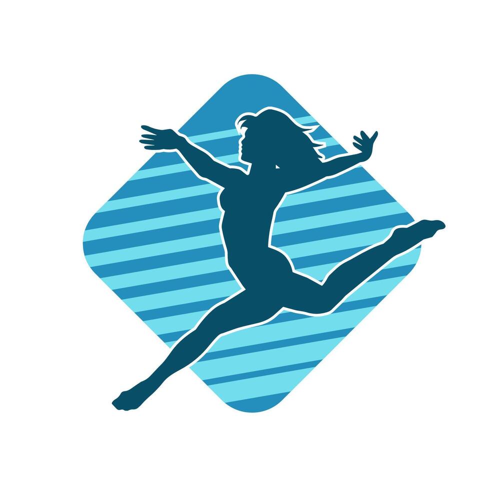 Silhouette of a female ballet dancer in action pose. Silhouette of a ballerina girl dancing pose. vector