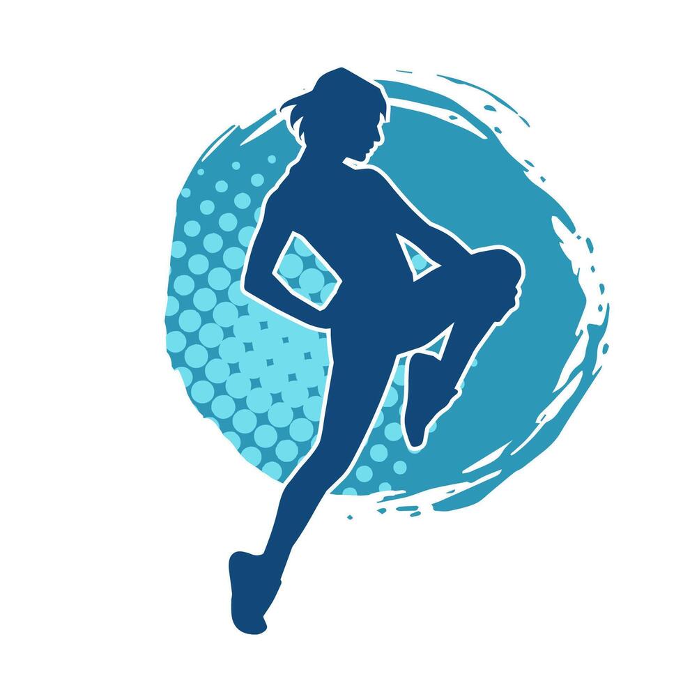 Silhouette of slim female doing exercise. Silhouette of a sporty woman doing gym workout pose. vector