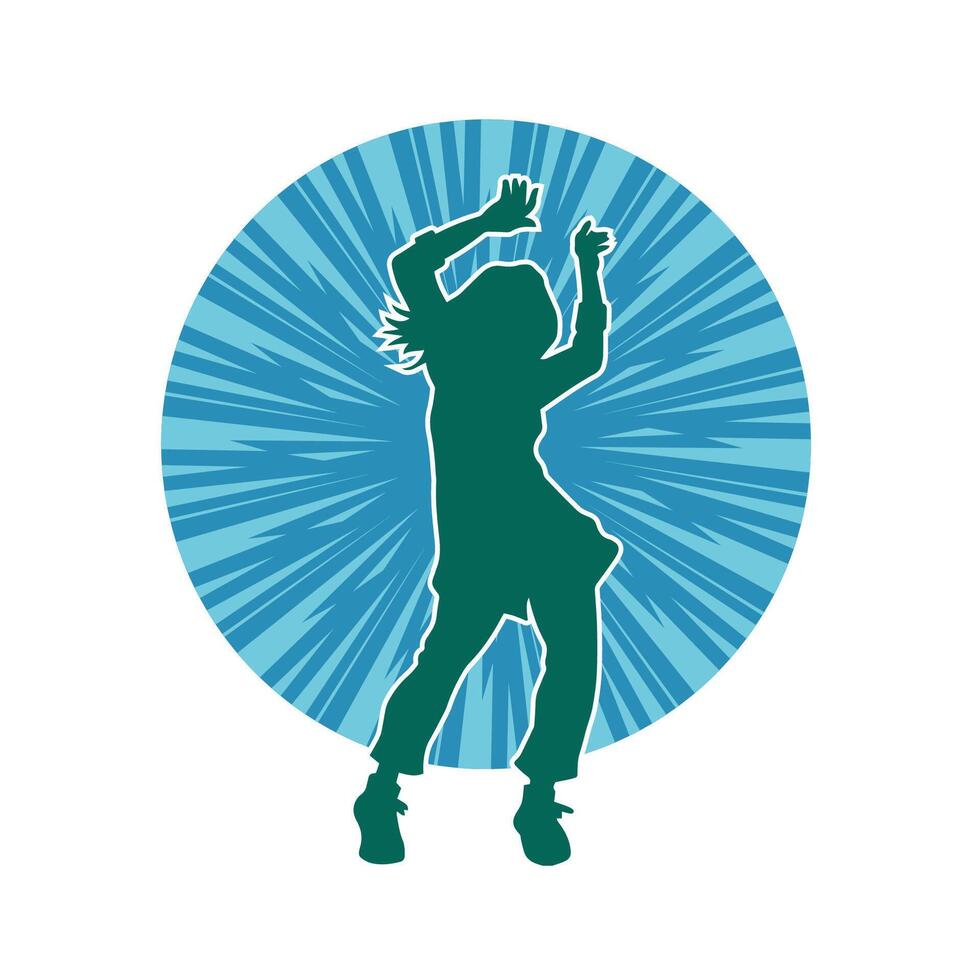 Silhouette of a female dancer in action pose. Silhouette of a slim woman in dancing pose. vector
