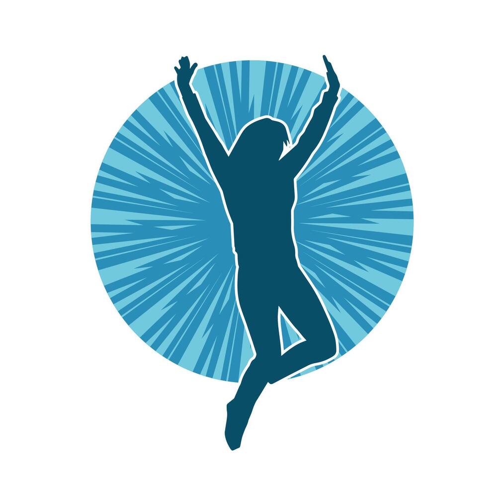 Silhouette of a female dancer in action pose. Silhouette of a slim woman in dancing pose. vector