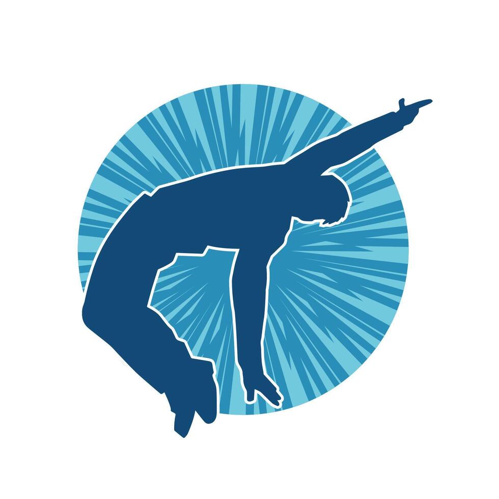 Silhouette of a male dancer in action pose. Silhouette of a slim man in dancing pose. vector