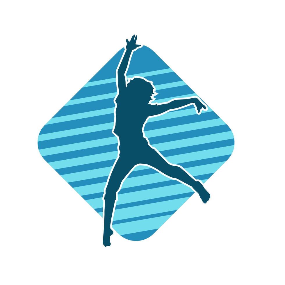 Silhouette of a female ballet dancer in action pose. Silhouette of a ballerina girl dancing pose. vector