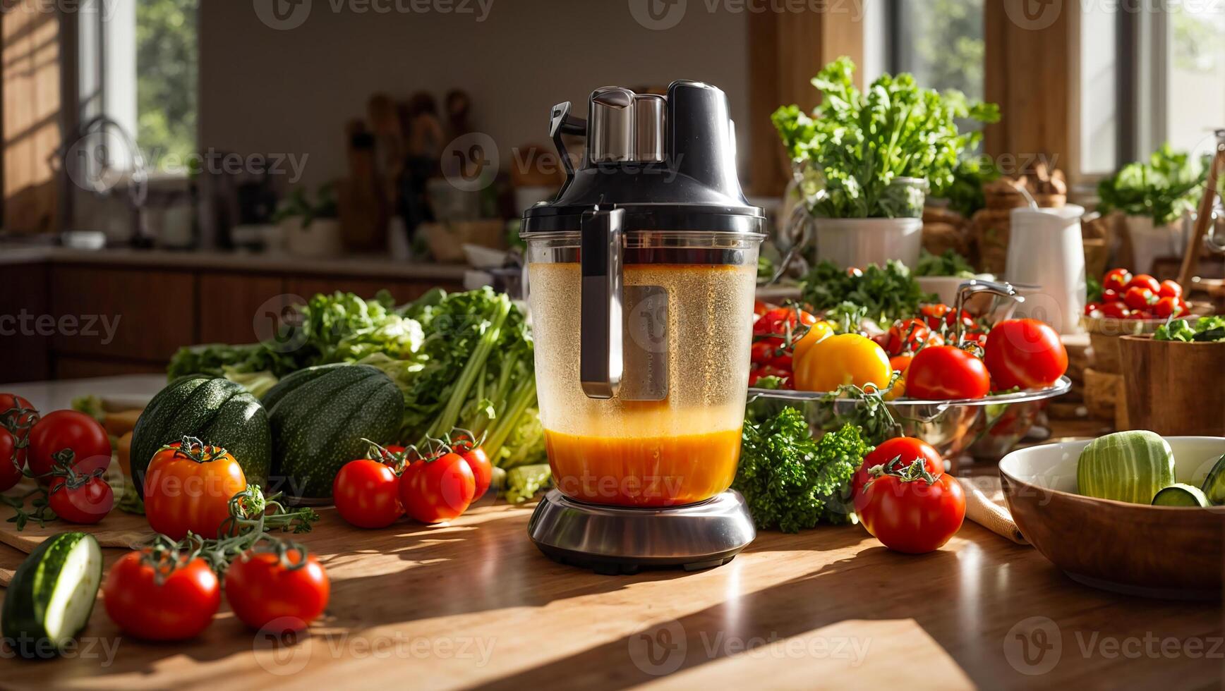 AI generated Fresh vegetables blender photo