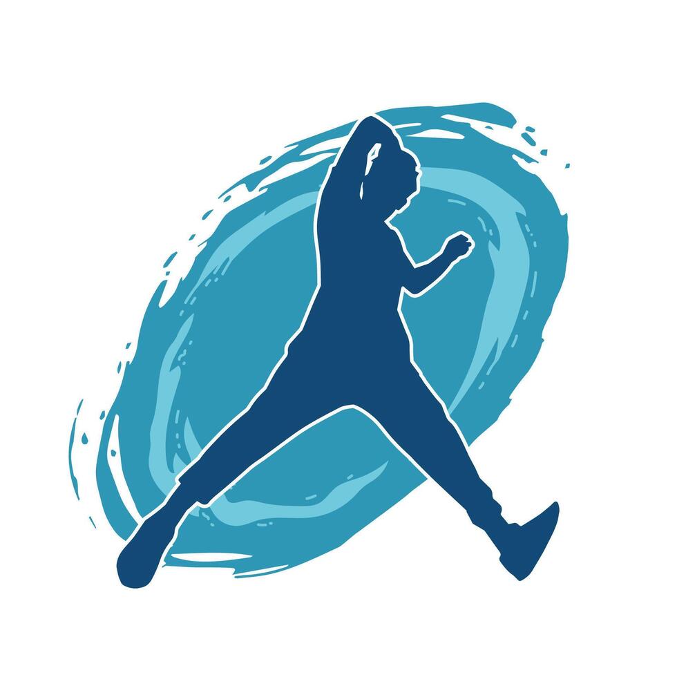 Silhouette of a male dancer in action pose. Silhouette of a slim man in dancing pose. vector