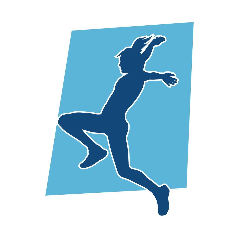 Silhouette of slim female doing exercise. Silhouette of a sporty woman doing gym workout pose. vector