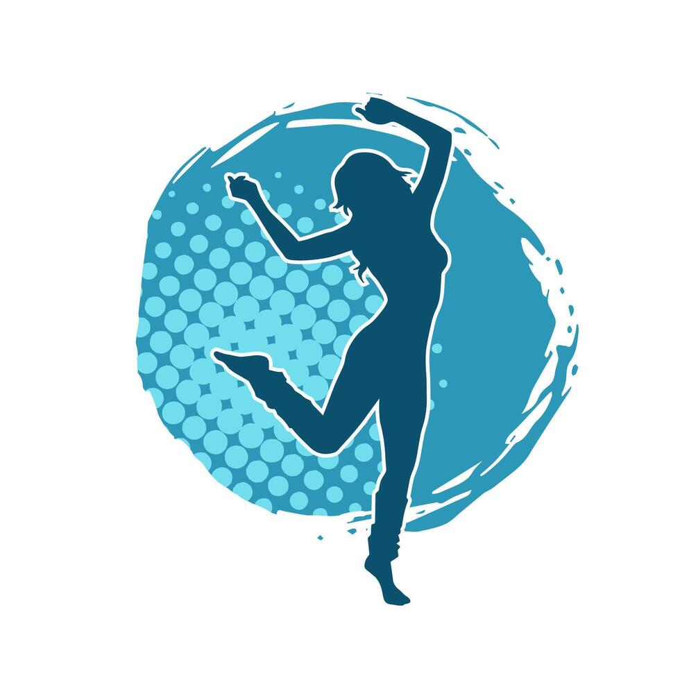 Silhouette of a female dancer doing hand stand pose. Silhouette of a woman dancing pose. vector