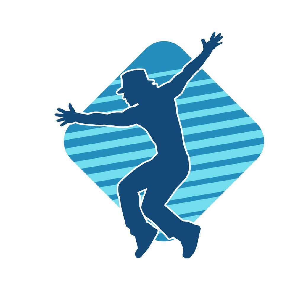 Silhouette of a slim man dancing pose. Silhouette of a male dancer in action pose. vector