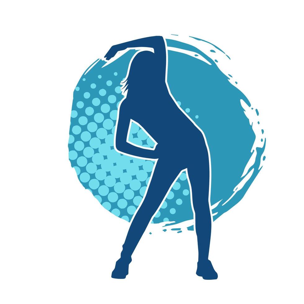 Silhouette of slim female doing exercise. Silhouette of a sporty woman doing gym workout pose. vector