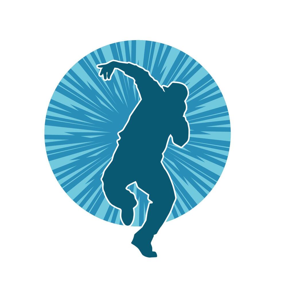 Silhouette of a male dancer in action pose. Silhouette of a slim man in dancing pose. vector