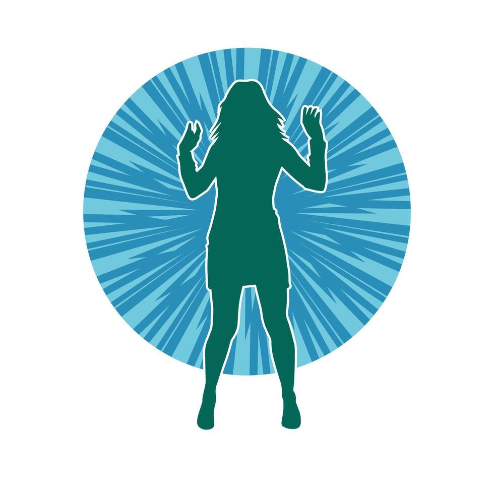 Silhouette of a female dancer in action pose. Silhouette of a slim woman in dancing pose. vector