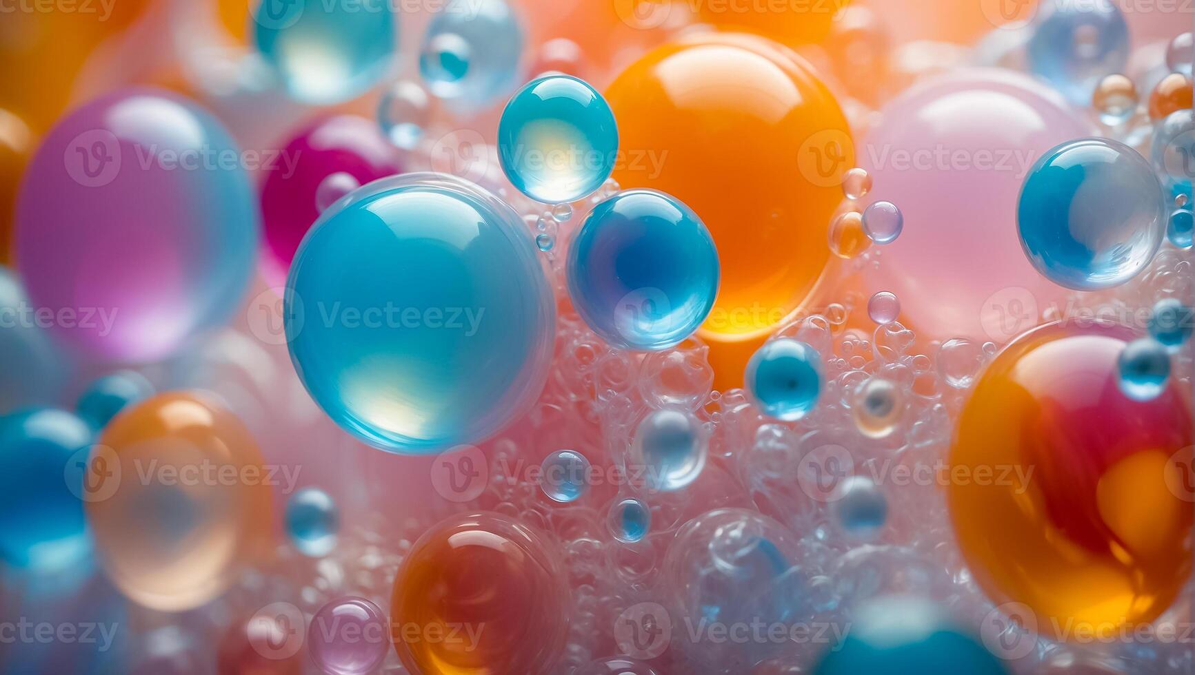 AI generated Soap colored foam bubble closeup photo