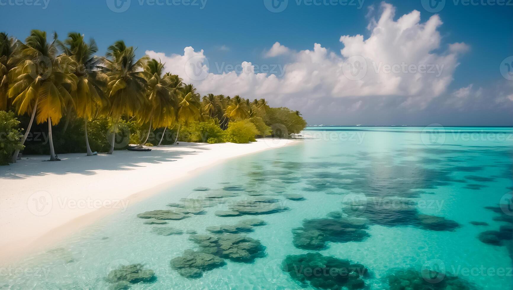 AI generated Beautiful beach on an island in the Maldives photo