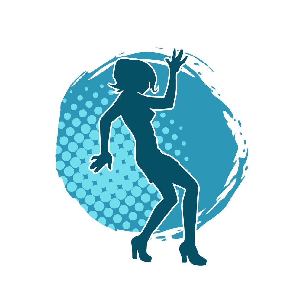 Silhouette of a female dancer doing hand stand pose. Silhouette of a woman dancing pose. vector