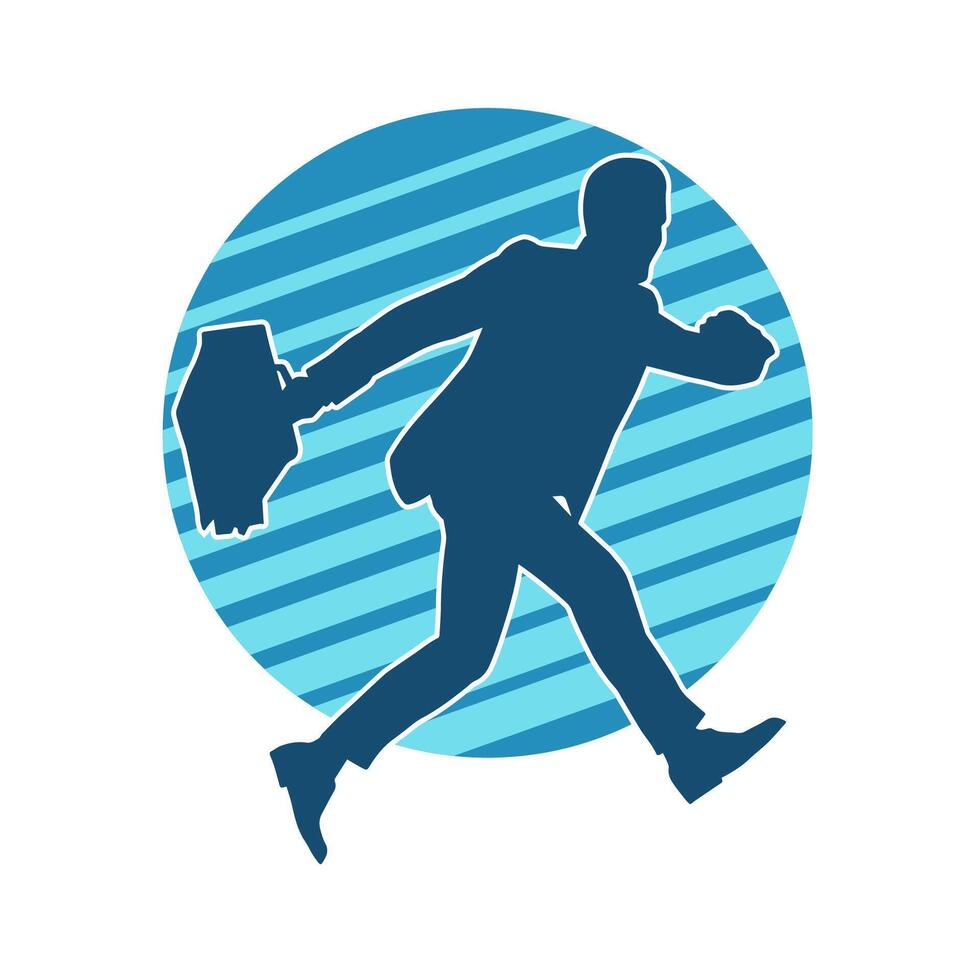 Silhouette of a business man carrying a briefcase vector