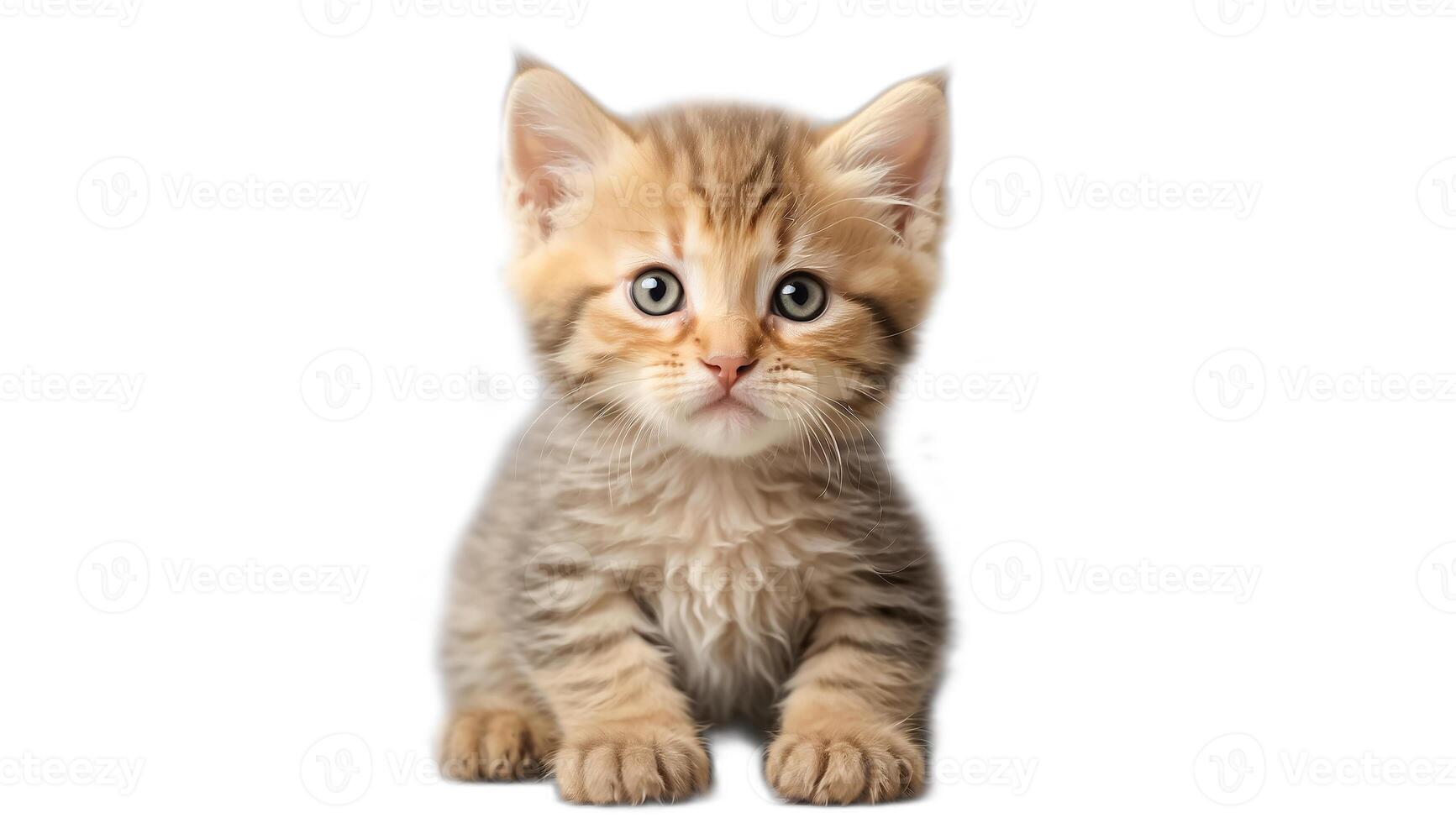 AI generated Cute fluffy kitten isolated on white background photo