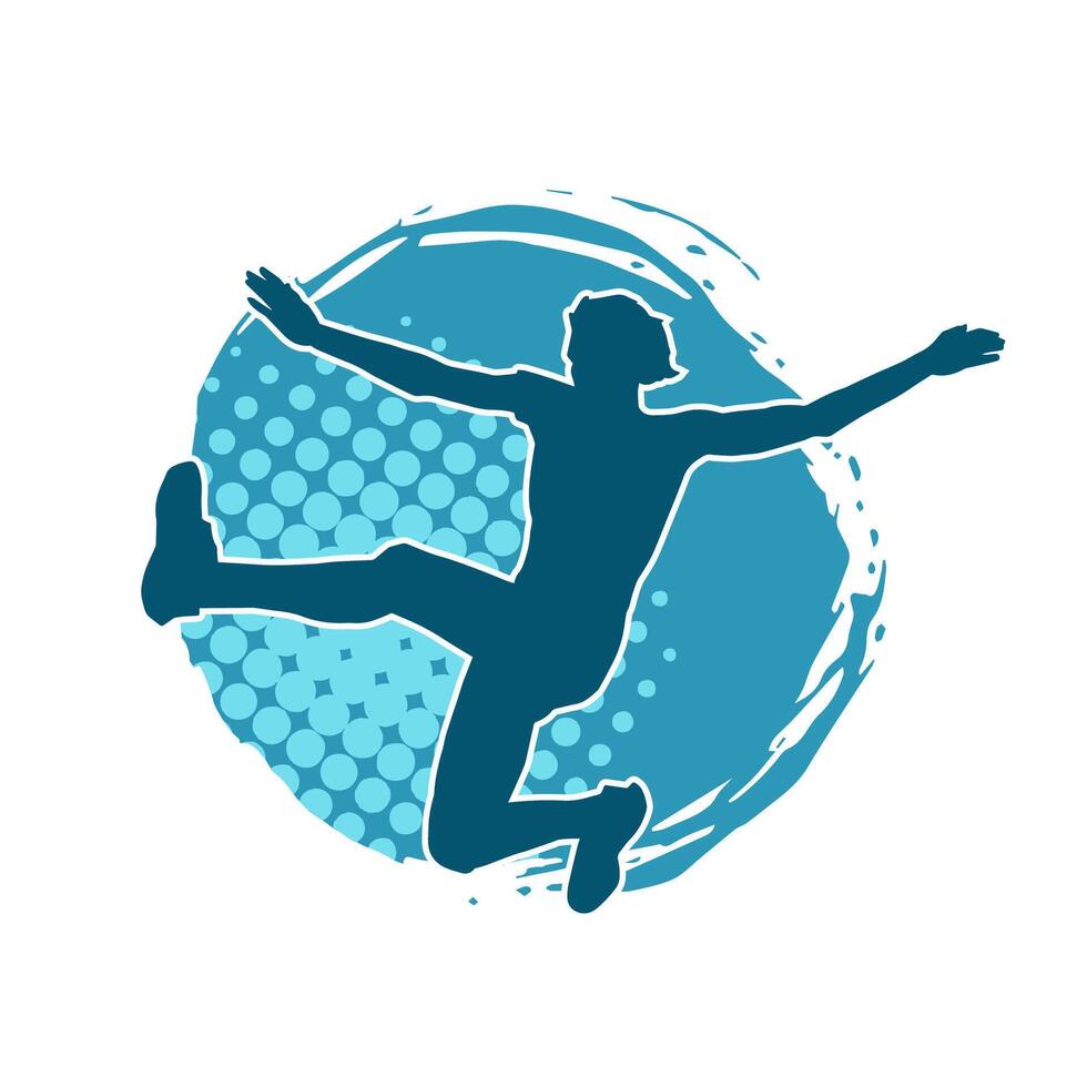 Silhouette of a happy woman jumping pose. Silhouette of a girl model jumps. vector