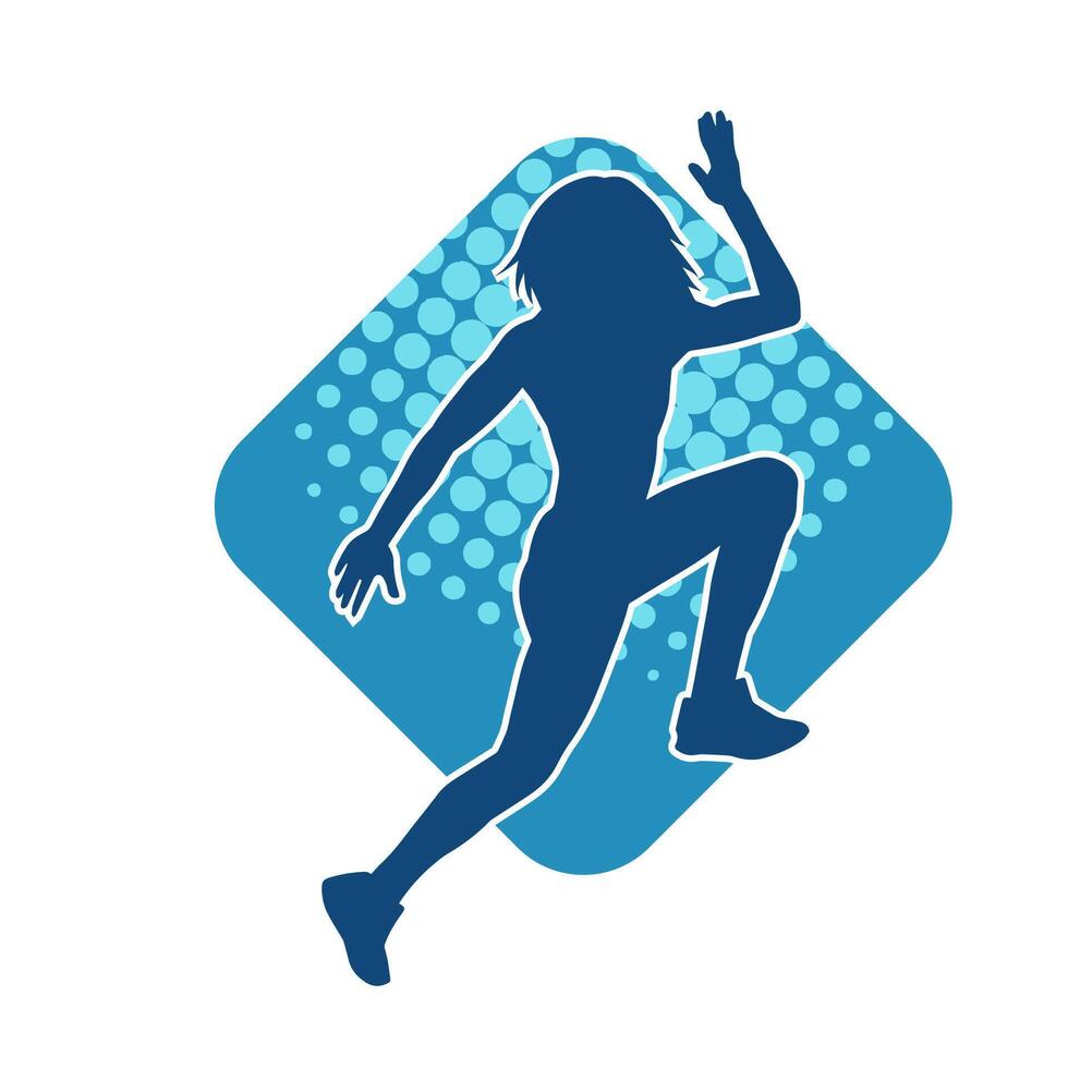 Silhouette of slim female doing exercise. Silhouette of a sporty woman doing gym workout pose. vector