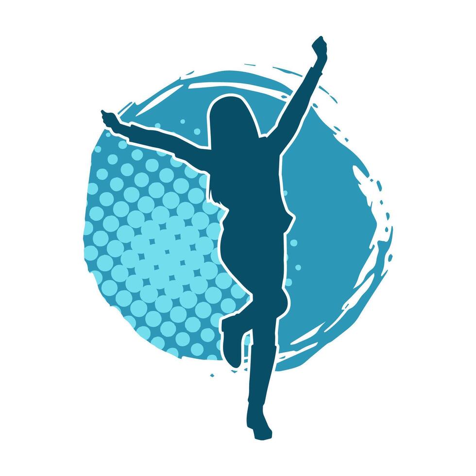 Silhouette of a casual female in a dancing pose. Silhouette of a dancer woman in action pose. vector