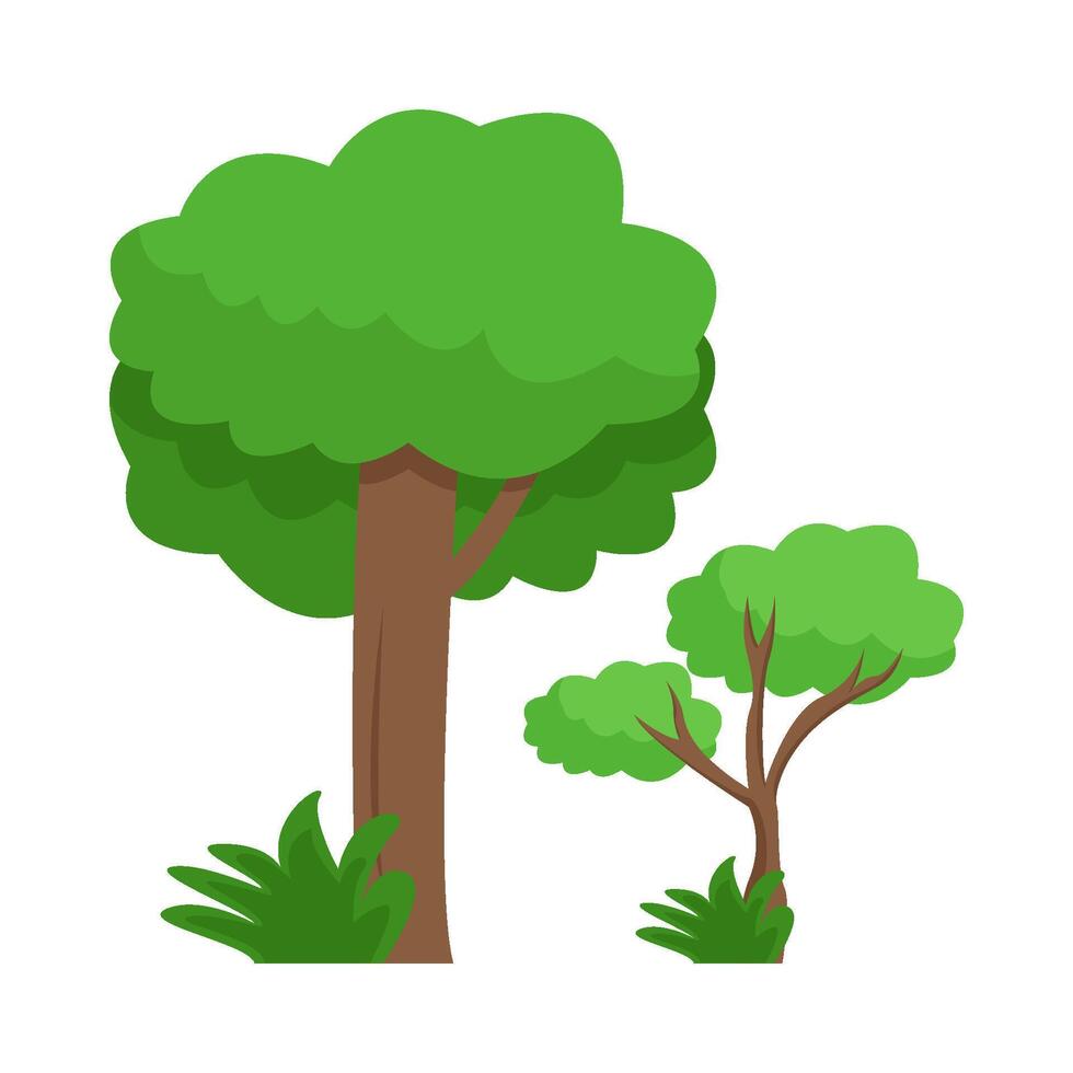 árbol con césped verde ilustración vector