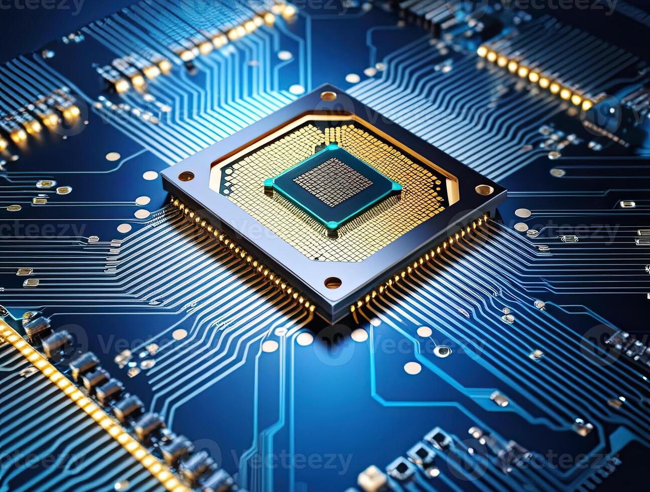 AI generated abstract network digital technology background photo