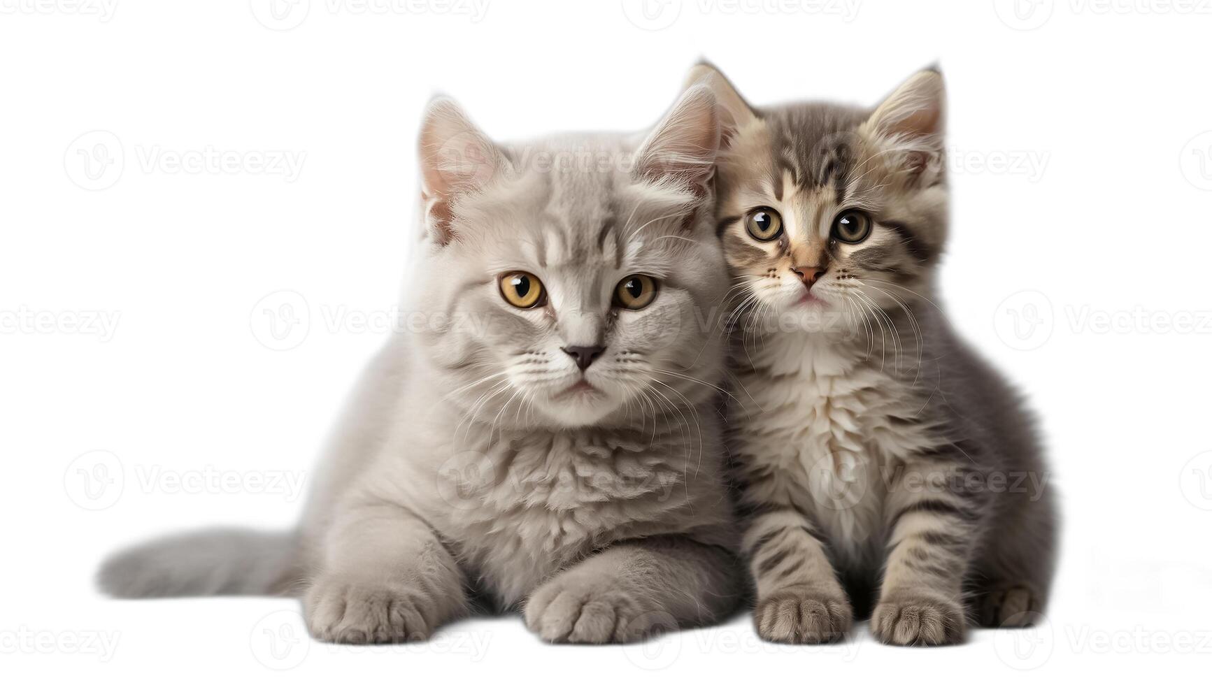 AI generated Two cute fluffy kittens isolated on white background photo